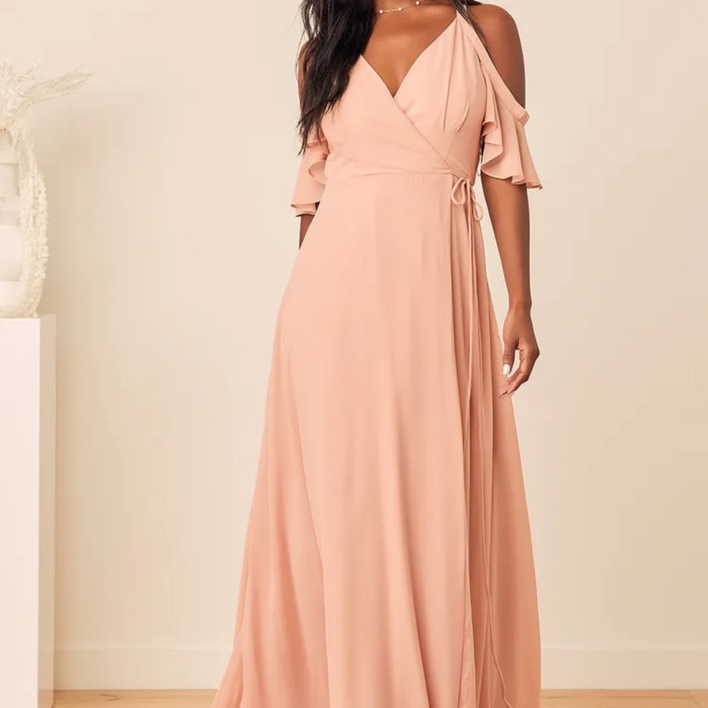 Lulus Cold-Shoulder Wrap Maxi Dress